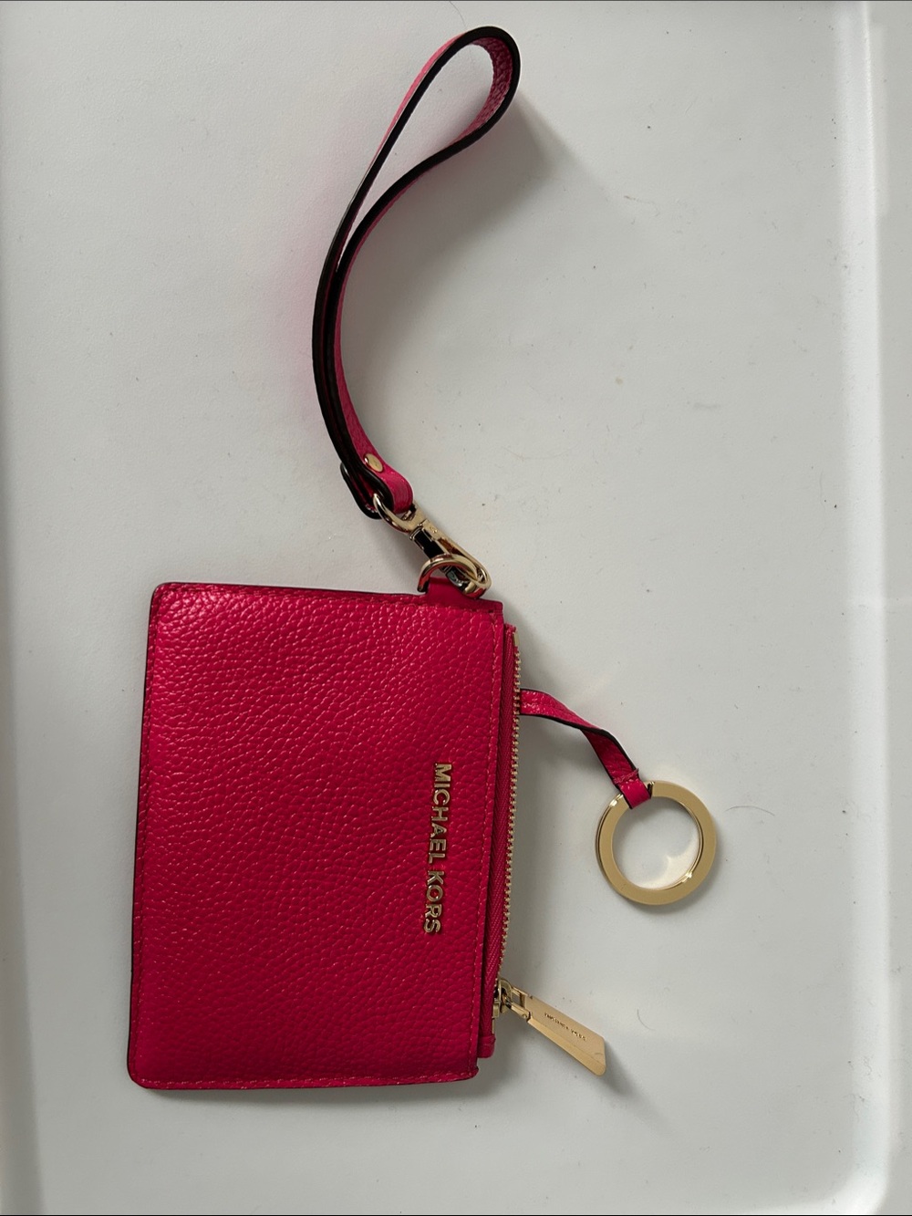 Michael Kors Wristlet Card Holder with zip closure an attatched inner key ring